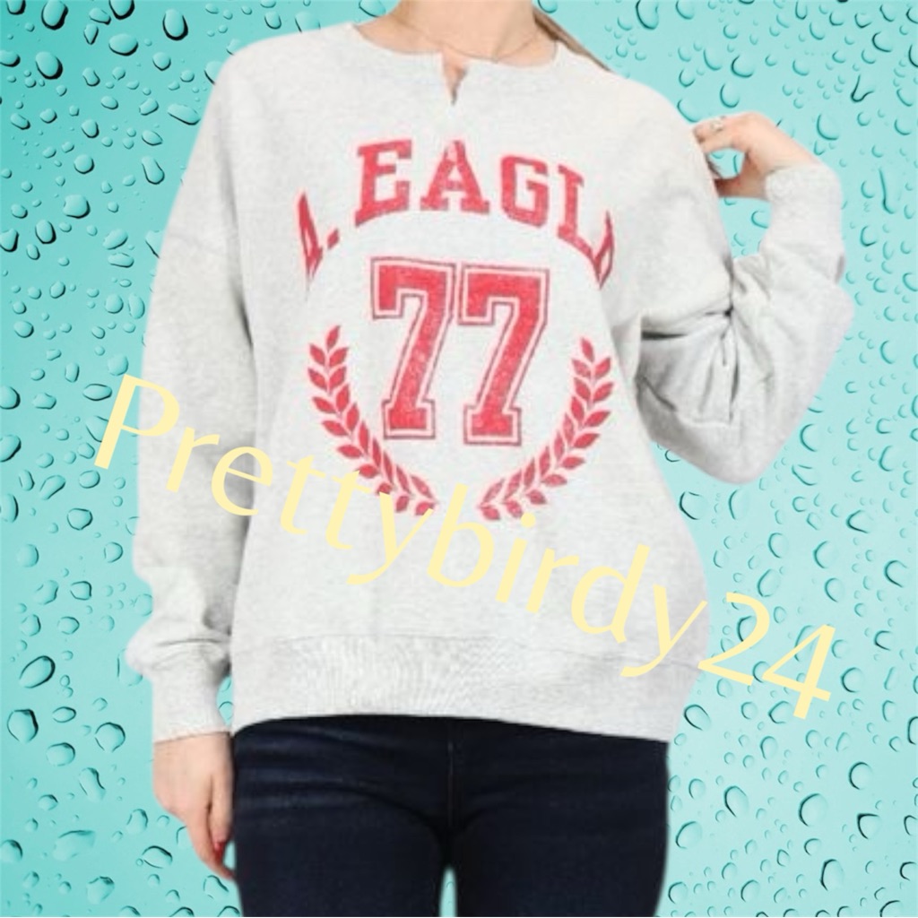 Aeo Gray  Red A Eagle 77 Sweatshirt